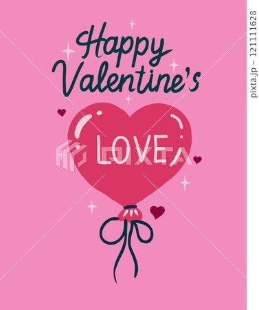 Happy Valentine's Day greeting card with hand drawn vector illustrations. 121111628