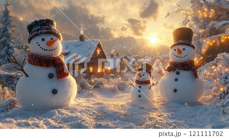 Cozy Winter Village. A charming winter village scene with snow-covered cottages, twinkling lights, and a festive atmosphere. Cozy Winter Village. A charming winter village scene with snow-covered cottages, twinkling lights, and a festive atmosphere. 121111702