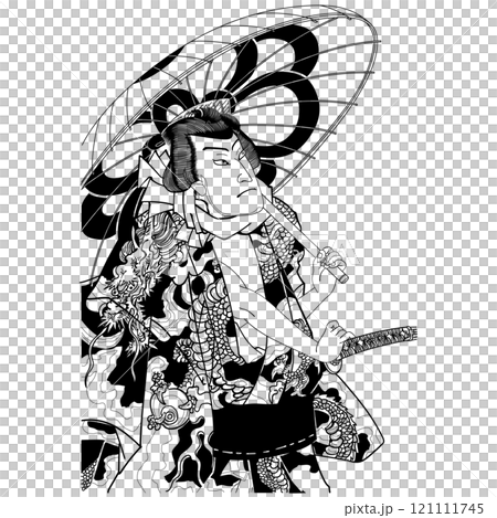 【夕立雷名男】-【豊原国周】 121111745