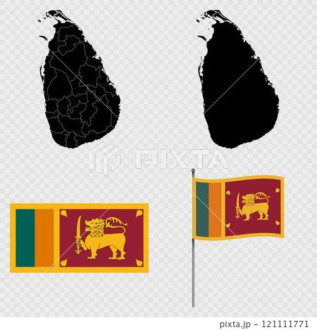 Set of maps, flag and flagpole of Sri Lanka. Vector illustration. Set of maps, flag and flagpole of Sri Lanka. Vector illustration. 121111771