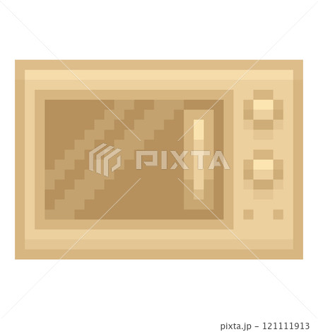 クリーム色の電子レンジのピクセルイラストレーション クリーム色の電子レンジのピクセルイラストレーション 121111913