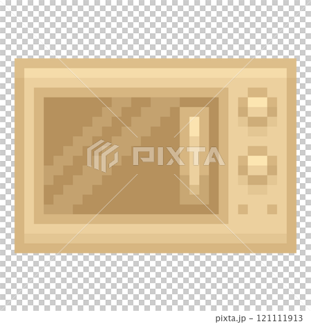 クリーム色の電子レンジのピクセルイラストレーション クリーム色の電子レンジのピクセルイラストレーション 121111913
