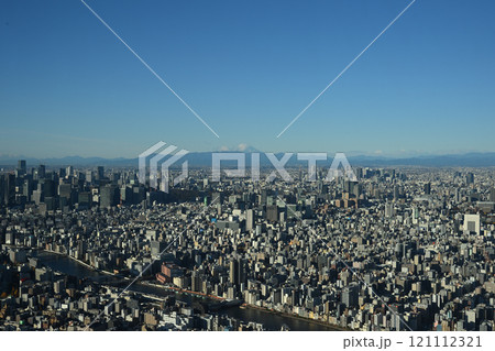 富士山と隅田川、東京スカイツリー天望デッキより 121112321