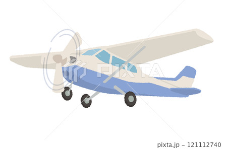 空を飛ぶ小型飛行機のイラスト 121112740