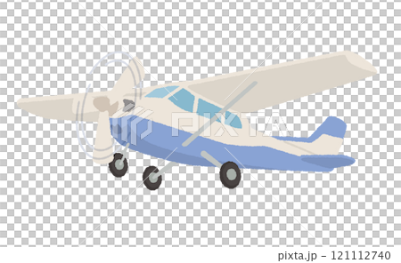 空を飛ぶ小型飛行機のイラスト 121112740