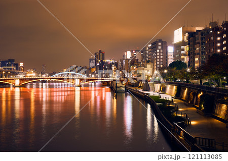 view of Sumida River at night. view of Sumida River at night. 121113085