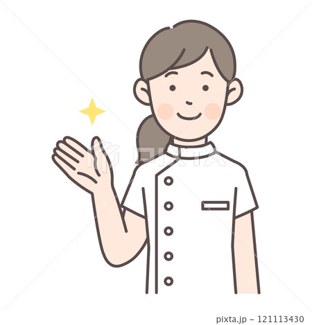案内する看護師さん上半身イラスト 案内する看護師さん上半身イラスト 121113430