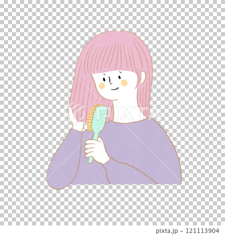 梳頭的女人的插圖 121113904
