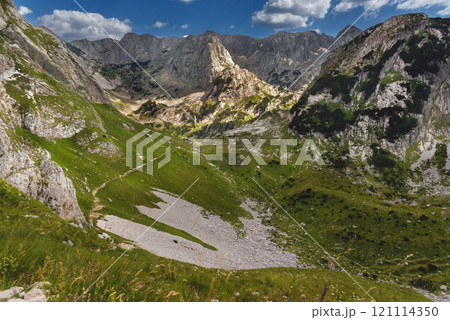 Alpine Summer Landscape with Hillside Trekking Route Alpine Summer Landscape with Hillside Trekking Route 121114350