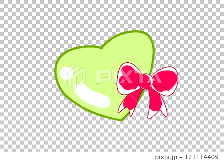 赤いリボンの付いたハート 121114409