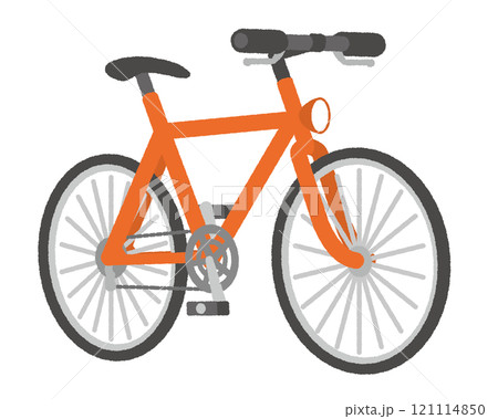 自転車（クロスバイク）のイラスト〜赤 121114850