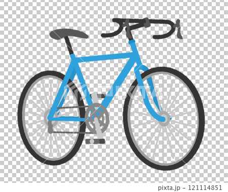 自転車（ロードバイク）のイラスト〜青 121114851