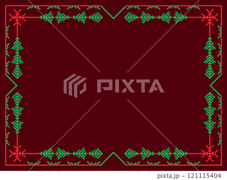 Snowflakes frame for Christmas and New Year greetings. Winter frame with snowflakes in geometric line art style. Design for greeting card, flyers and invitations. Vector illustration Snowflakes frame for Christmas and New Year greetings. Winter frame with snowflakes in geometric line art style. Design for greeting card, flyers and invitations. Vector illustration 121115404