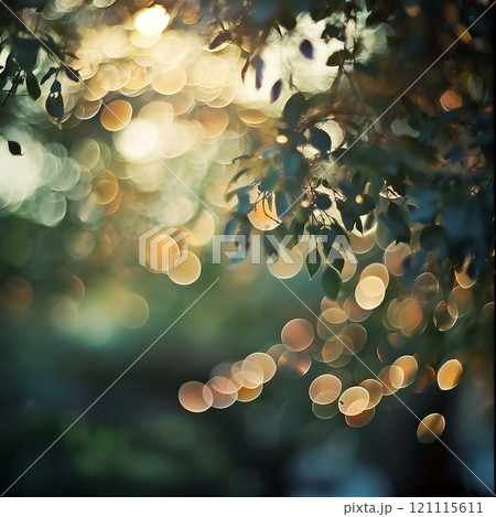 A somewhat unclear photograph showcasing a tree adorned with numerous lights 121115611