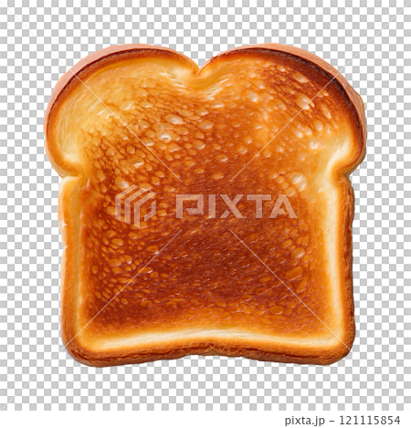 Crispy slice of golden toast with a perfect texture, isolated on transparent background, ideal for breakfast photography, simple snacks, and food styling Crispy slice of golden toast with a perfect texture, isolated on transparent background, ideal for breakfast photography, simple snacks, and food styling 121115854