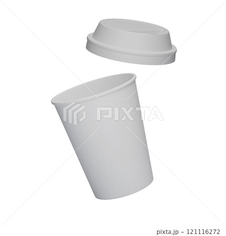 One white lid coffee cup floating in the air sleeveless 3D mock up image 121116272