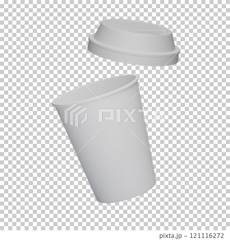 One white lid coffee cup floating in the air sleeveless 3D mock up image 121116272