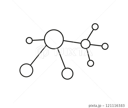 Hub networks connections system symbol line icon. Molecule or atom structure, communications social media contacts. Abstract share or business infrastructure. 121116383