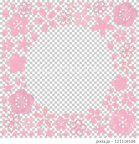 Cherry blossom frame material. Watercolor style illustration. Spring flowers. Sakura. 121116586