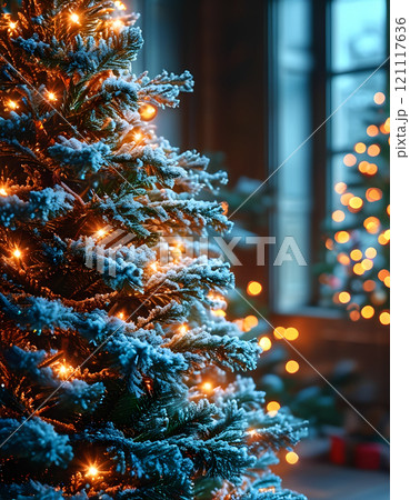 クリスマスツリーのイルミネーション背景 クリスマスツリーのイルミネーション背景 121117636
