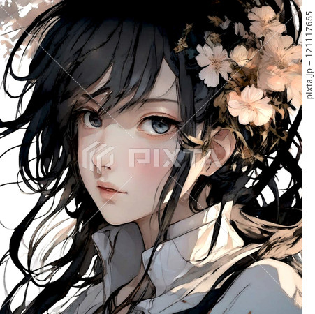 イラスト素材】椿姫/アニメ/少女漫画/アナログ/水彩画/オリジナル