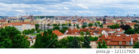 Stunning Panoramic View of the Beautiful Historic City of Prague, Czech Republic in Native Style 121117926