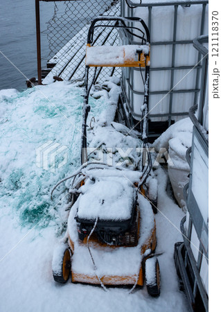 Lawn mower in the snow, Narvik, Norway 121118370