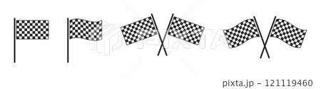 Checkered racing flags set for auto and sports competitions 121119460