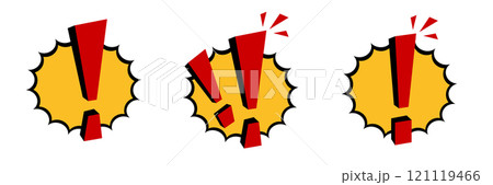 Bold exclamation marks with comic style bursts 121119466