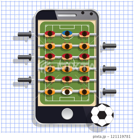Table soccer. Mobile app. Vector illustration. Table soccer. Mobile app. Vector illustration. 121119781