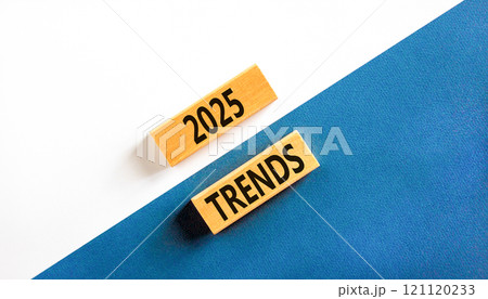 Planning 2025 trends new year symbol. Concept words 2025 Trends on beautiful wooden blocks. Beautiful white and blue background. Business 2025 trends new year concept. Copy space. Planning 2025 trends new year symbol. Concept words 2025 Trends on beautiful wooden blocks. Beautiful white and blue background. Business 2025 trends new year concept. Copy space. 121120233