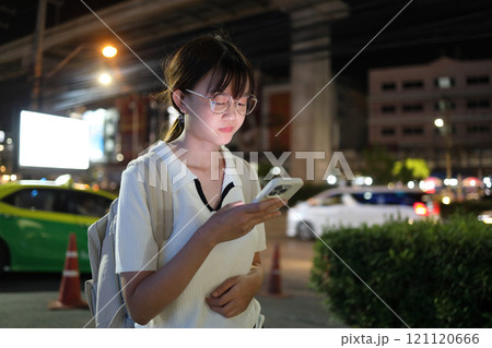 Asian Woman with Smart Phone 121120666