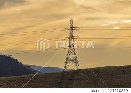 A large steel structure supporting the electricity network 121120829