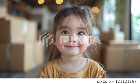 Moving. From the perspective of a child: Capture the innocent excitement and curiosity of a child experiencing a move, seeing it as an adventure rather than a loss. 121121167