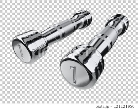 Two blank Round Dumbbells with number 1, chrome weightlifting gym equipment 121121950