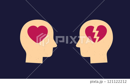 Head and heart, heartbreak vector icons Head and heart, heartbreak vector icons 121122212