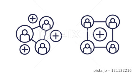 referrals line icons with people referrals line icons with people 121122216