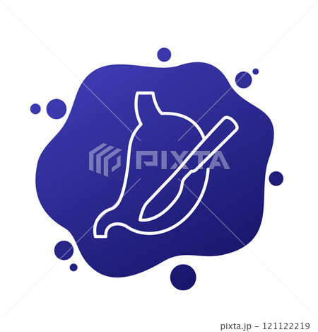 gastric surgery icon with a stomach, line vector 121122219