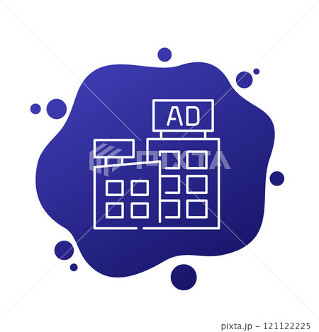 Rooftop advertising banners icon in line design 121122225