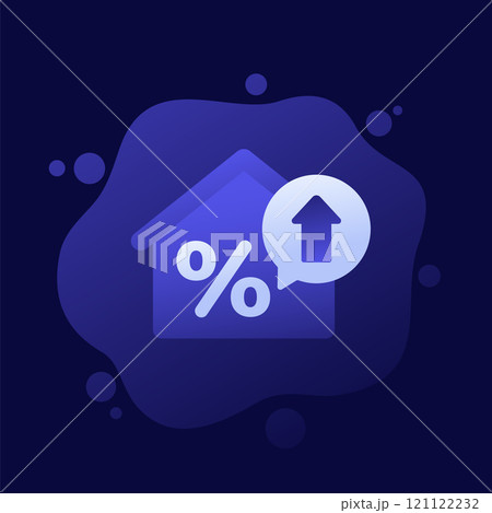 mortgage or loan rate growth icon, vector design 121122232