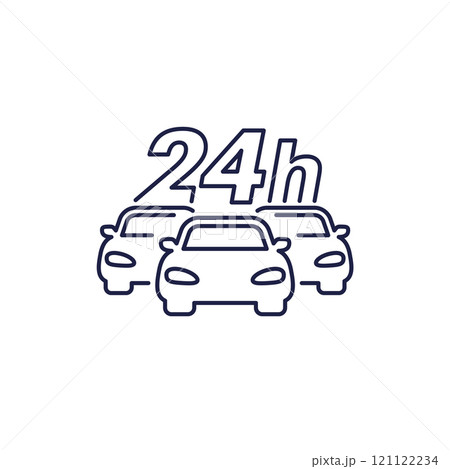 car fleet 24 hours line icon 121122234