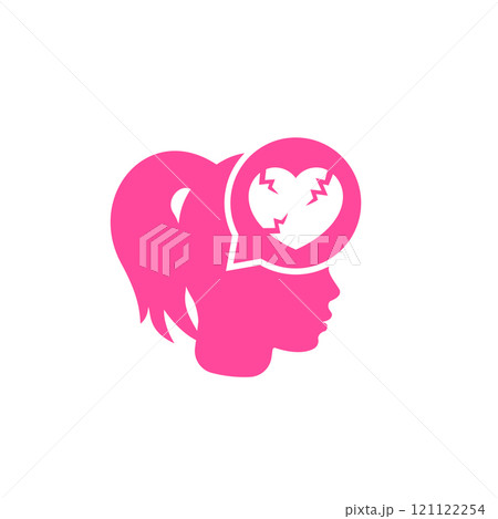 girl with broken heart icon, heartbreak vector girl with broken heart icon, heartbreak vector 121122254