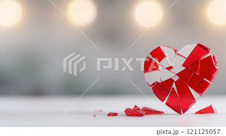 Heart attack awareness concept. Heart formed of shattered glass pieced together symbolizing cardiac recovery awareness 121125057