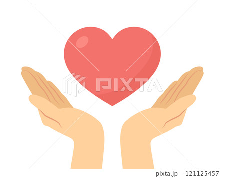 手とハートのベクターイラスト_安心イメージ 121125457