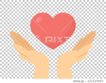 Hand and heart vector illustration_safe image 121125457