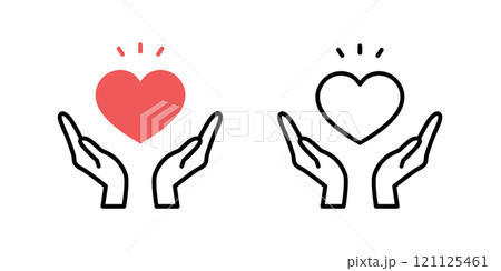 手とハートのアイコン_ベクターイラスト 手とハートのアイコン_ベクターイラスト 121125461