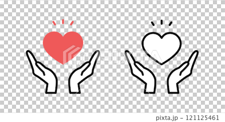 手とハートのアイコン_ベクターイラスト 手とハートのアイコン_ベクターイラスト 121125461