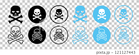 代表頭骨、毒藥、海盜和死亡的圖標 121127443