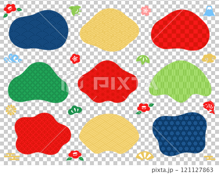Japanese style loose frame and icon set 121127863