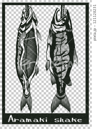 Paper cut illustration of a traditional Japanese dish, salmon roll 121128231